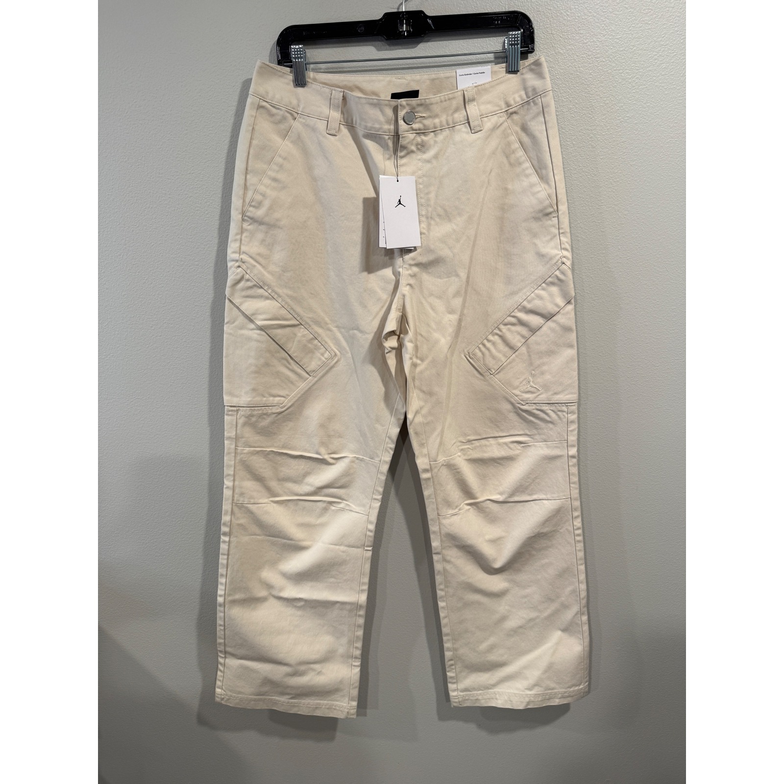 Jordan Flight Womens Cargo Pants Sand Beige Cotton Canvas Fv7098-203 Size Medium